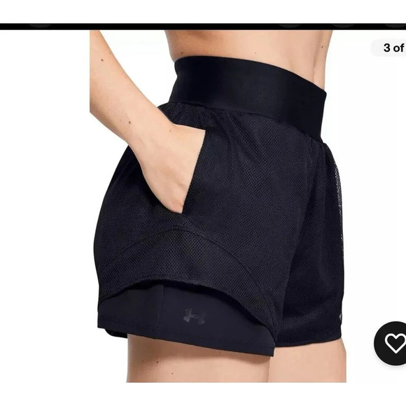 Under Armour Warrior Mesh Layer Womens Training Shorts Black Gym SIZE SMALL - Picture 2 of 10